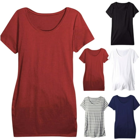 

Tejiojio Maternity/Labor/Nursing Clothing Clearance Pregnant Women Clothes Short Sleeve Maternity T-shirt Striped Solid Color Top