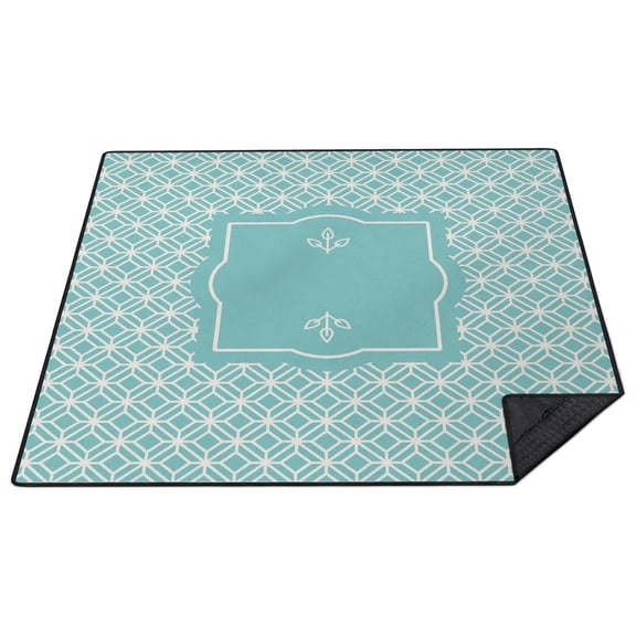 80”x 80”Extra Large Cyan Blue Picnic Blankets Waterproof Foldable Beach Blanket Sandproof,3-Layer Thicking Outdoor Packable Blanket for Camping, Park, Beach, Grass, Indoors