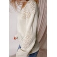 thumbnail image 3 of I AM A FASHION JUNKY White Eyelet Pattern Detail V Neck Drop Shoulder Sweater (White, 2XL, 100%Polyester), 3 of 8