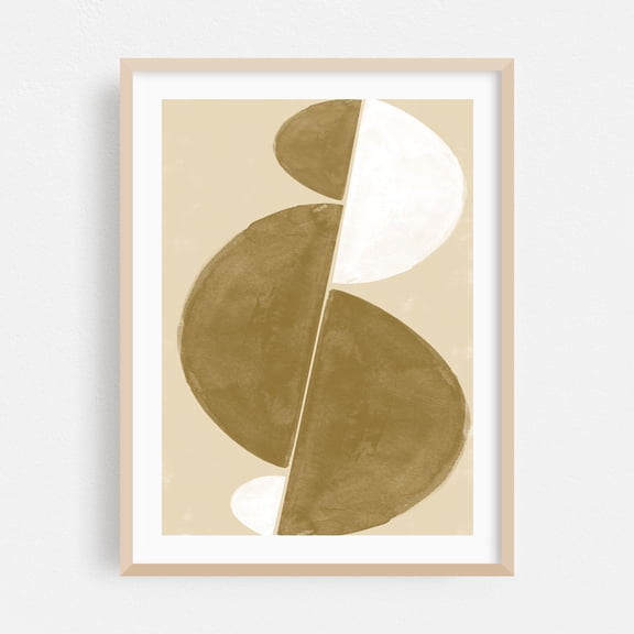 Watercolor Shape Composition No.3 - Mixed Media Abstract Minimalist Geometric Modern Art Mid-Century Modern Boho Pattern Oak Framed Wall Art Print 18 x 24 inches