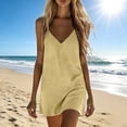 thumbnail image 6 of ZQUUVOU Mini Dresses for Women Linen Cotton Camisole Adjustable Spaghetti Strap Mini Dresses Loose Flowy Beach Vacation Beige, 6 of 7
