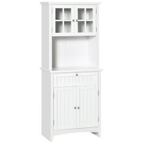 HOMCOM Elegant Buffet with Hutch, Kitchen Pantry Storage Cabinet with Framed Glass Door Drawer and Microwave Space, White