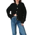thumbnail image 3 of Long Sleeve Crewneck Button Down Womens Sweaters Fall Open Front Chunky Cardigan Sweaters for Women 2025 Black XL, 3 of 6