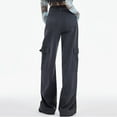 thumbnail image 3 of Women's Cargo Jeans Y2K Clothes Casual Wide Leg High Waisted Denim Pants for Women Straight Leg Trousers Hiking Pants Workout Jeans, 3 of 5