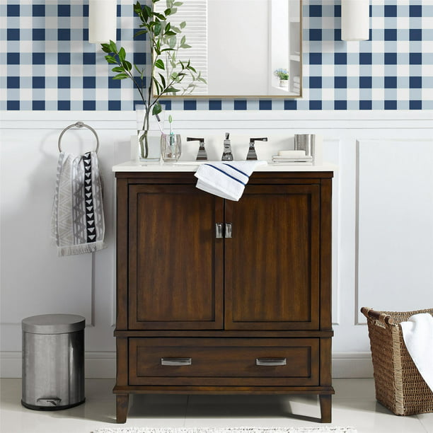 DHP Otum 30 Inch Bathroom Vanity with Sink, Dark Walnut Wood - Walmart.com