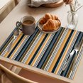 thumbnail image 3 of Black Grey Orange Striped Placemats Set of 8 Modern Stripes Art Farmhouse Place Mats Indoor Wipeable Table Mats Washable Cloth Dining Table Placemats for Kitchen Holiday Party Home Decor 13x19 Inch, 3 of 9