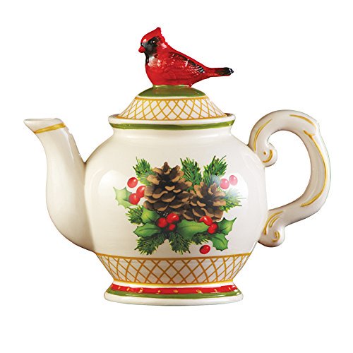 Woodland Cardinal Ceramic Holiday Teapot