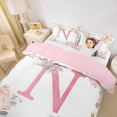thumbnail image 3 of Catabedysis Flower Alphabet Print Twin Duvet Cover,Rustic Plant Letter N Design Twin Bedding For Girls,Pink Reversible,2pcs,1 Duvet Cover and 1 Pillowcase, 3 of 6