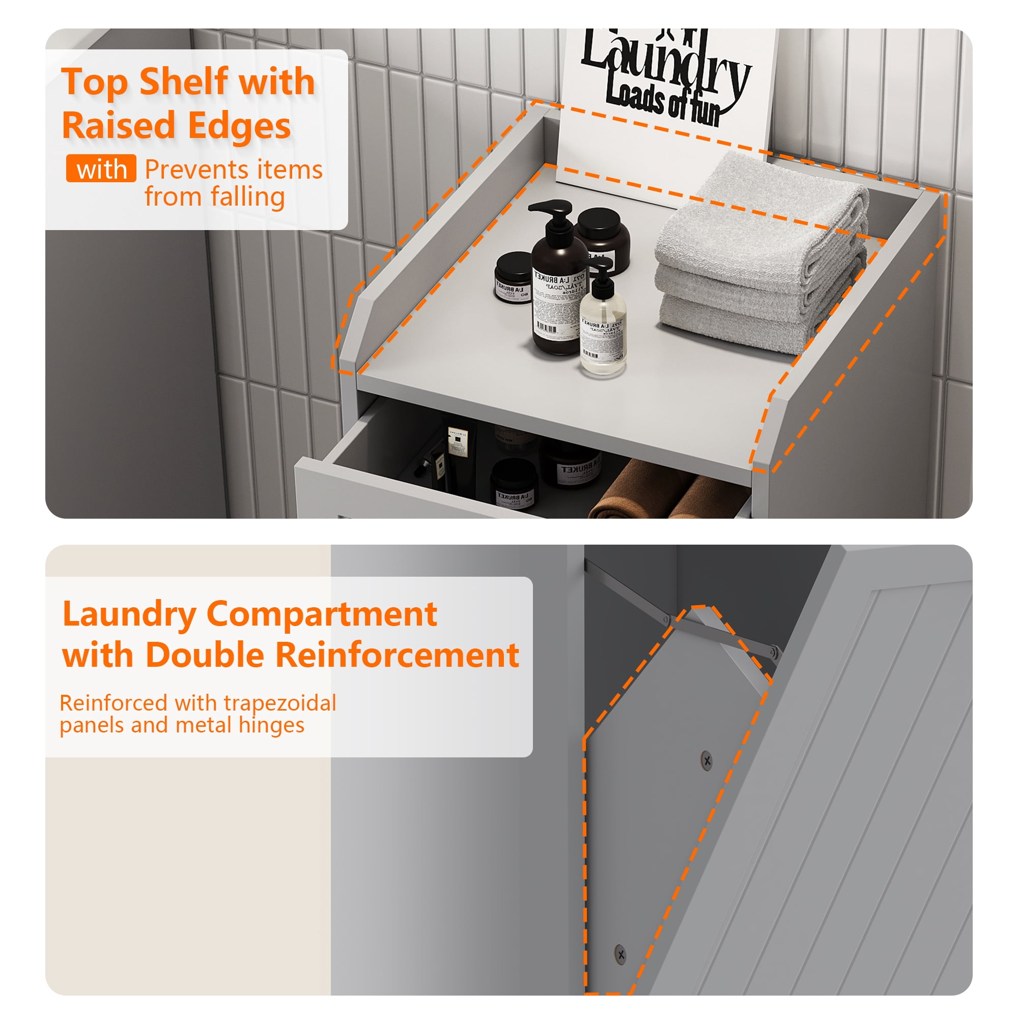 Kitchen Tilt Out Cabinet Bathroom Laundry Cabinet with Drawer ,Storage Cabinet for Bathroom, Kitchen and Bedroom Storage Cabinets,Gray