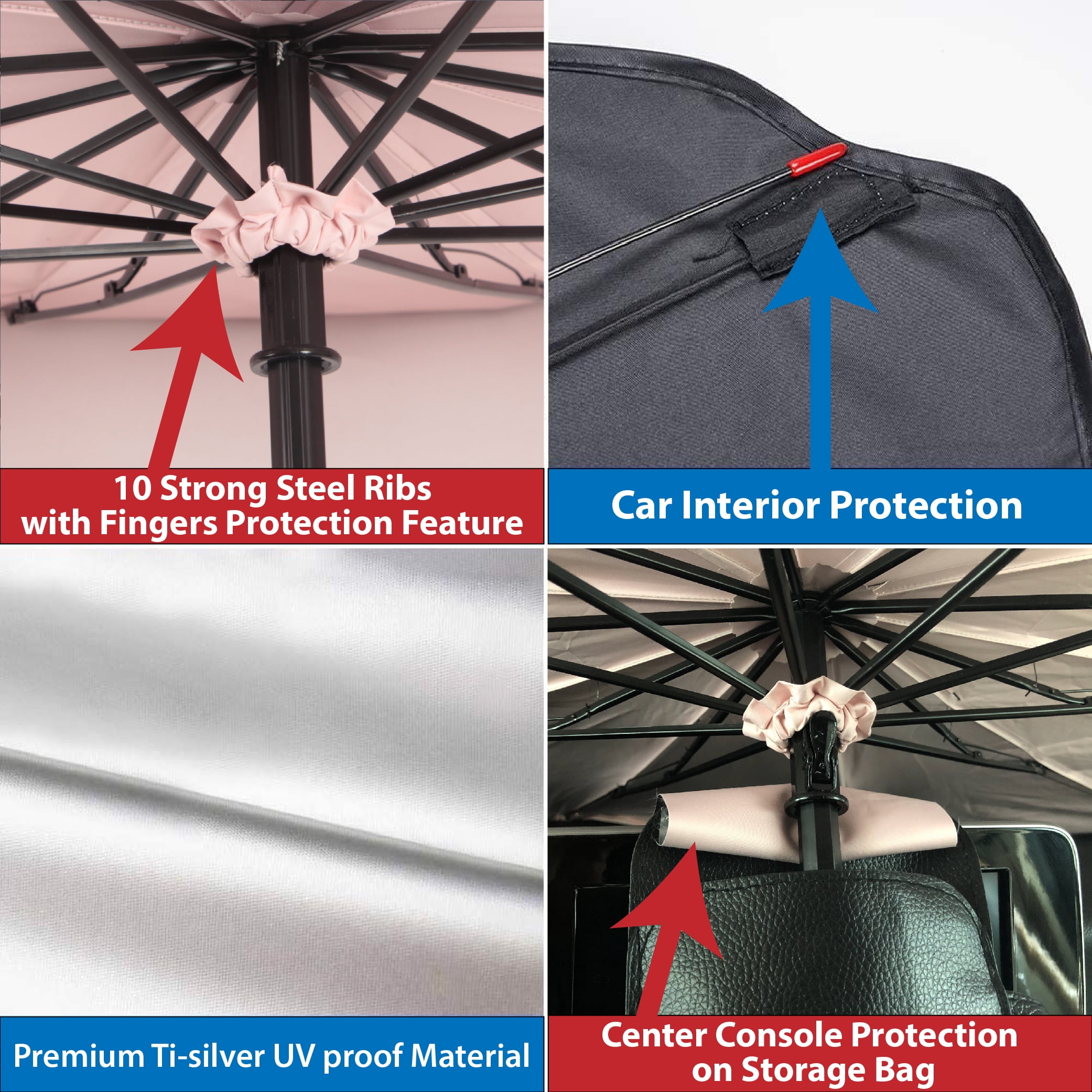 Buy Car Windshield Sun Shade Umbrella,Pull Ring Car Sunshade Front Window  Cover,Foldable Sunshade Umbrella with Opening Design for UV Ray Block & Sun  Heat Protection for Most Vehicles(Large 60X32) Online at  desertcartSeychelles