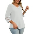 thumbnail image 4 of WellSize 3/4 Sleeve Womens Plus Size Tops V Neck Trendy Tunic Fall Blouses Curved Hem Casual Shirts, 4 of 8