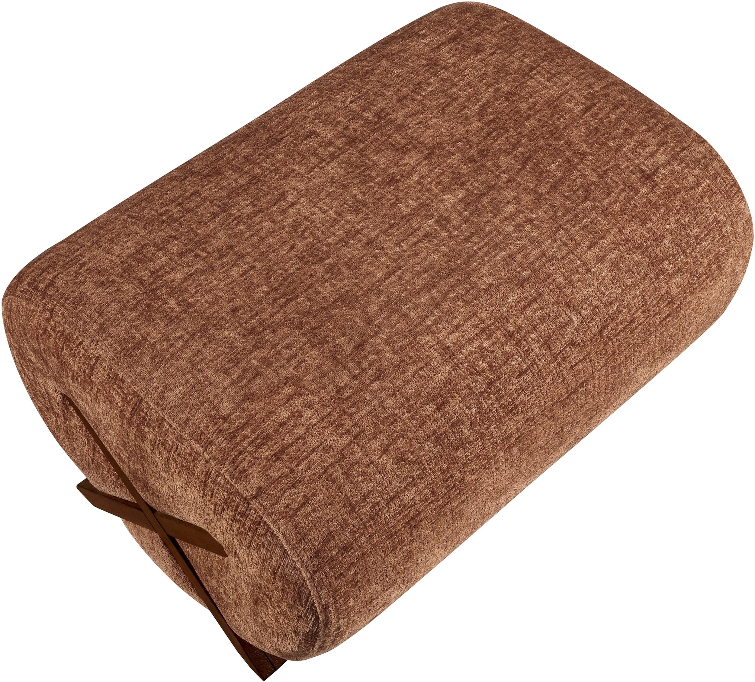 Meridian Furniture Akira Cognac Upholstered Ottoman