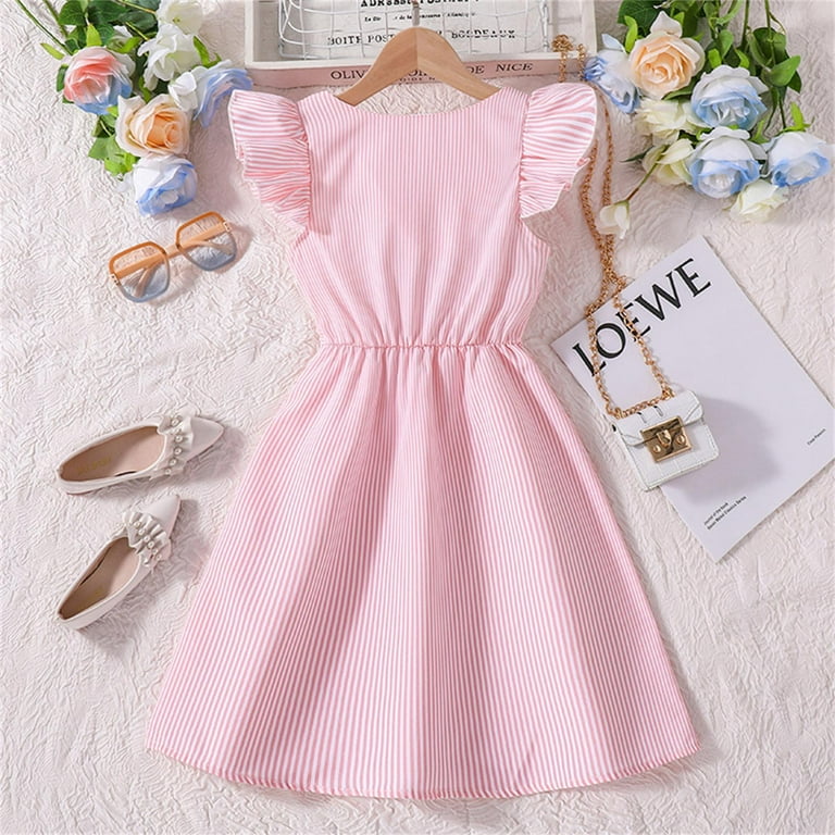 Girls Dresses 7-8 Years Summer New Flying Sleeve Striped Shirt A Line Comfortabl Breathable Lightweight Delicate Daily Pink Sun Dress - Walmart.com Girls Dresses 7-8 Years Summer New Flying Sleeve Striped Shirt A Line Comfortabl Breathable Lightweight Delicate Daily Pink Sun Dress - Walmart.com