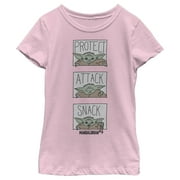 Girl's Star Wars: The Mandalorian The Child Protect Attack Snack Graphic Tee Light Pink Large