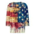 thumbnail image 5 of IYYVV 3/4 Length Sleeve Womens Tops 4th of July Button Down Shirts for Women Summer Top 2025 Patriotic Stars Stripes Flag Graphic Tees Red 2XL, 5 of 7