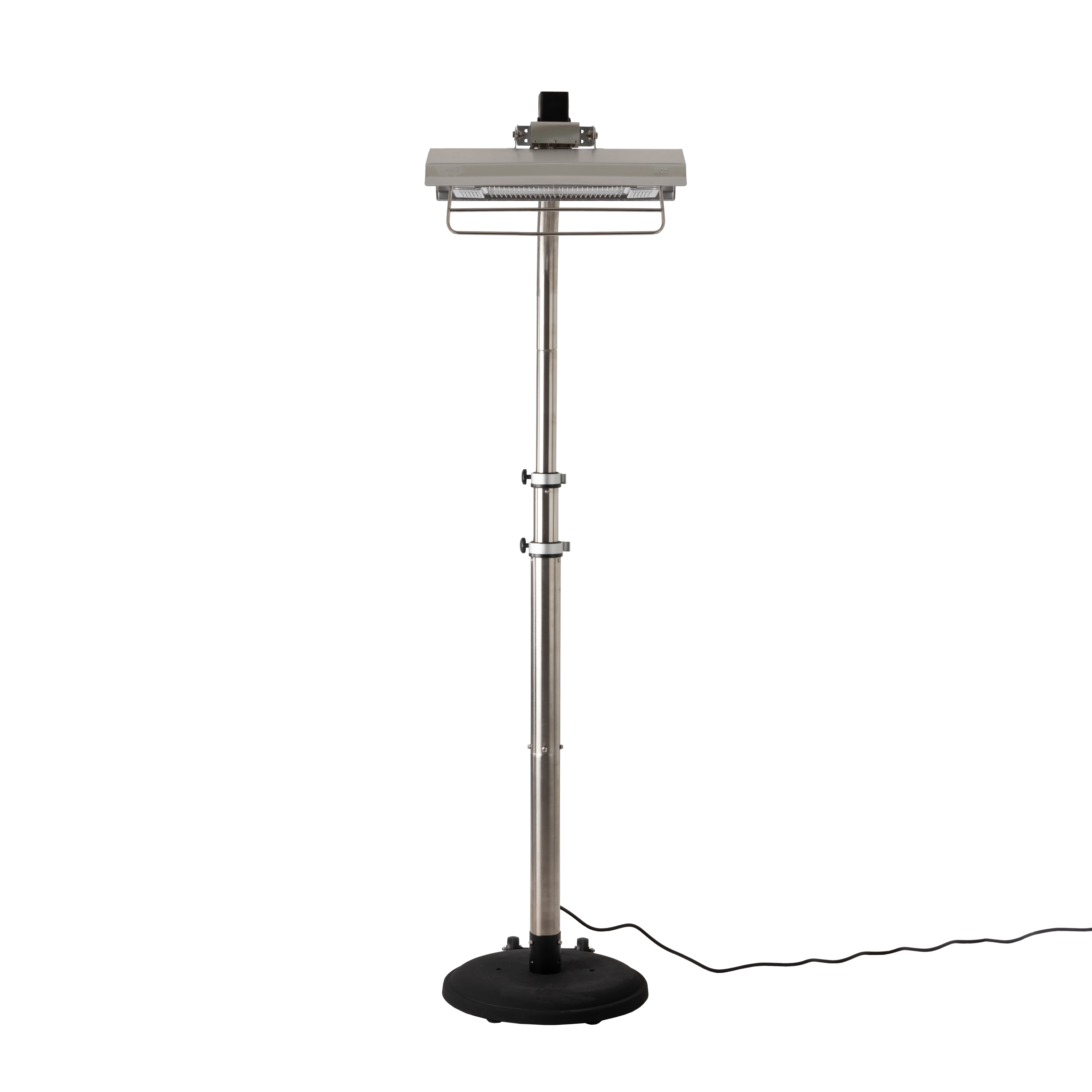 Fire Sense Telescoping Pole Mounted Patio Heater With Wheels Powder Coated Steel Tip-Stainless Steel