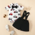 thumbnail image 5 of LYMAYTER 0-18M Baby Boys Gentleman Outfits Suits, Newborn Short Sleeve Shirt+bib Pants+bow Tie Overalls Clothes Set, 5 of 11