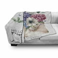 thumbnail image 2 of Hydrangea Soft Flannel Fleece Throw Blanket, Watercolor Vintage Print of Flowers in Letter with Hello Spring Typography, Cozy Plush for Indoor and Outdoor Use, 50" x 70", Multicolor, by Ambesonne, 2 of 5