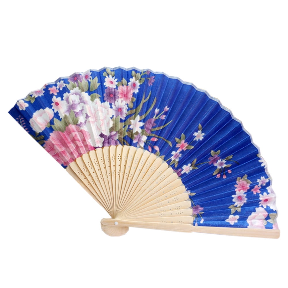 1*Vintage Style Bamboo Folding Hand Held Flower Fan Chinese Dance Party Pocket 