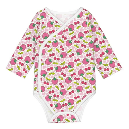

Matuu Strawberry And Cheery for Baby Long-Sleeve Bodysuit Soft Cotton Comfortable and Breathable Perfect for Newborns and Infants