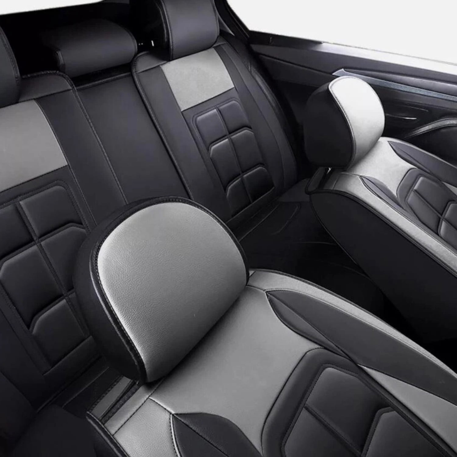 WRWolf Car Seat Covers Custom Fit for Jeep Cherokee 2014-2024 2025 Seat Covers Full Set Waterproof Leather Automotive Seat Covers Protector (5Seats,Black&Gray)