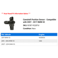 thumbnail image 2 of Camshaft Position Sensor - Compatible with 2007 - 2017 BMW X3 2008 2009 2010 2011 2012 2013 2014 2015 2016, 2 of 2