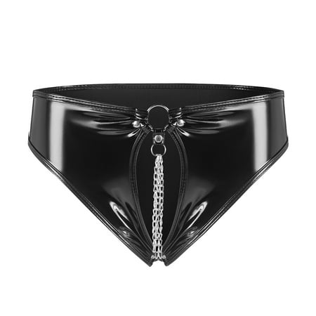 Red Hollow Out Leather Panties for Women Sexy Briefs Underwear Chain Underwear Open Crotch Lingerie Plus Size