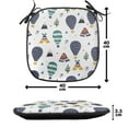 thumbnail image 4 of Travel Chair Seating Cushion Set of 4, Doodle Layout of Hot Air Balloons Tribal, Seat Pads for Office with Anti-slip Backing, 16"x16", White Multicolor, by Ambesonne, 4 of 7