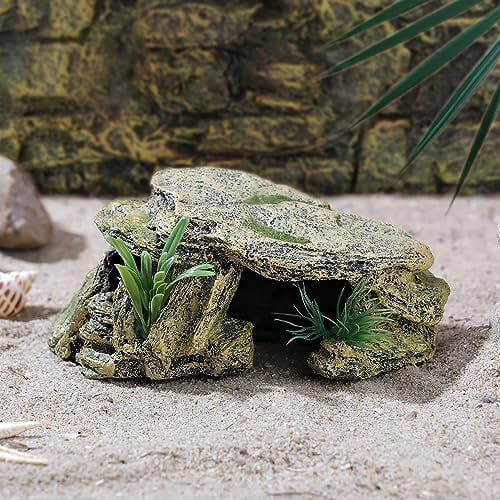 Leopard Gecko Hide Small Reptile Hides Resin Mini Reptile Basking Rock Humid Hide Turtle Cave Lizard Hide Reptile & Amphibian Habitat DÉCor