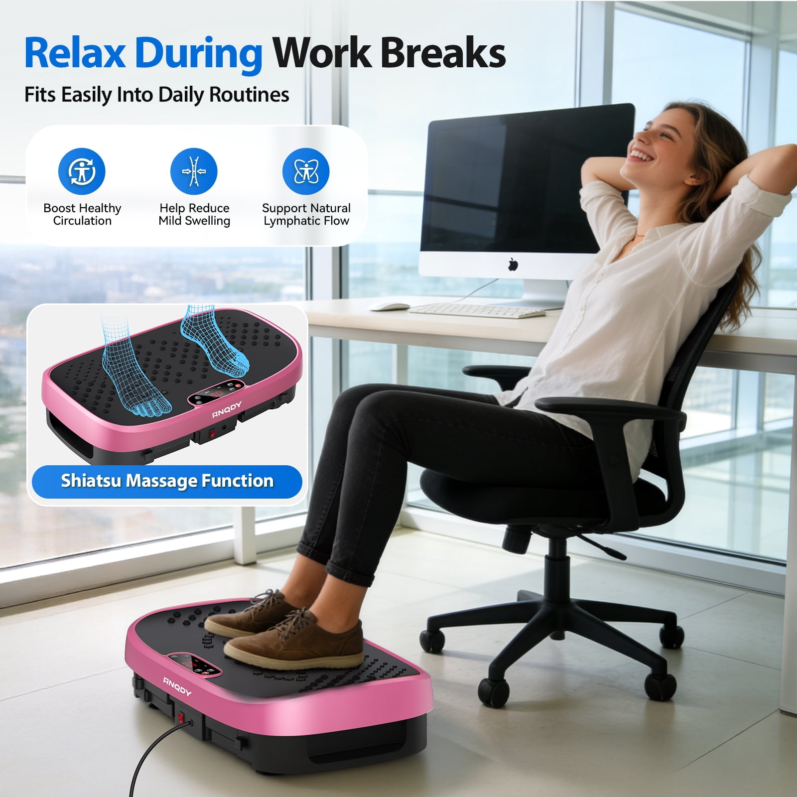 Anqdy Vibrating Platform Exercise Machines Magnetic Acupoints Full Body with LCD Display Pink 1-Count