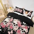 thumbnail image 2 of Homewish Romantic Rose Skull Bedding for Teens, Pink Butterfly Floral Duvet Cover Full, Black Reversible, 3-Piece, 1 Duvet Cover and 2 Pillowcases, 2 of 6