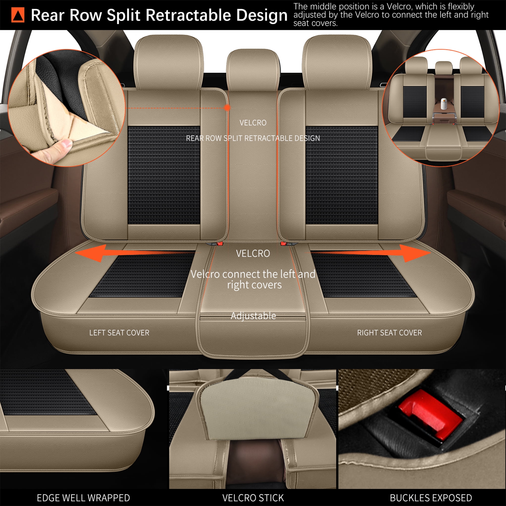 DIKSOAKR Car Seat Covers Full Set for Toyota RAV4 2013-2025 2026 Waterproof Leather Automotive Seat Covers Carseat Protector Compatible Airbag Beige,Full Set(2 Row 5 Seats)