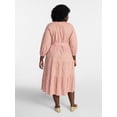 thumbnail image 4 of Terra & Sky Women's Plus Size Midi Peasant Dress, Sizes 0X-4X, 4 of 5