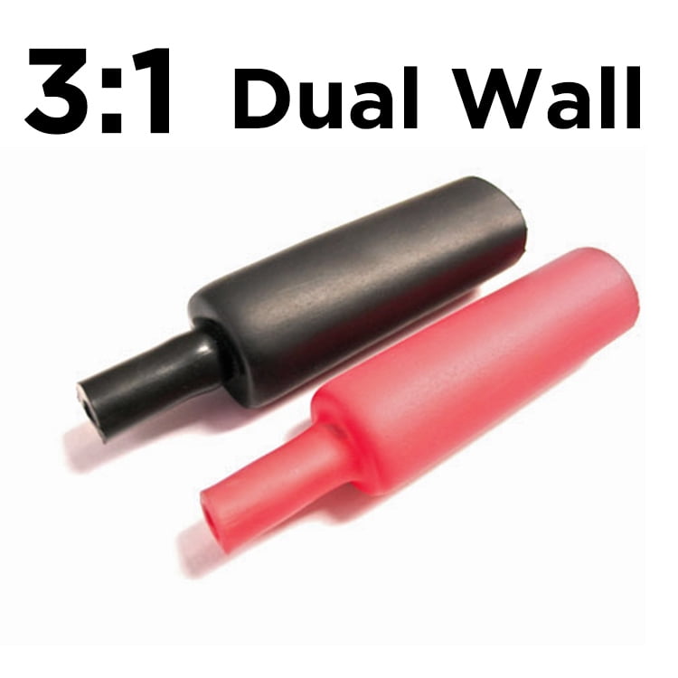 Adhesive Lined Dual Wall Heat Shrink Sleeve Tubes 1/8" to 2" 3:1 Ratio 