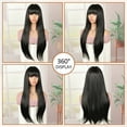 thumbnail image 6 of Phocas Long Straight Black Wigs for Women Synthetic Long Straight Wig with Bangs Looking Natural Black Long Wigs 22 inch, 6 of 10
