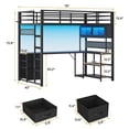 thumbnail image 5 of Twin Loft Bed with Desk and Charging Station Twin Size Metal Bed Frame with LED Lights Metal Platform Bed with L-Shaped Desk,Hutch,Storage Drawers,13.4" Safety Guardrail, Black, 5 of 9