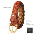 thumbnail image 1 of Catelles Women's Top Grain Leather Woven Elastic Camel Belt, Alloy Buckle, Suitable for Casual and Business Wear, Wear-resistant and Breathable,Gift Box&For waist 44 inches Width0.83 inches, 1 of 7
