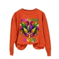 thumbnail image 4 of Tweang Mardi Sweatshirt Purple Mardi Gras Shirt Plus Size Tunic Tops for Women Mardi Gras Long Sleeve Shirt for Women Loose Fitting Tops for Women Magdi Gras Sweatshirts for Women Orange M, 4 of 4