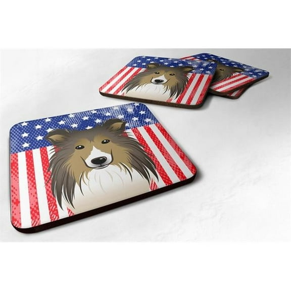 American Flag & Sheltie Foam Coaster, Set of 4