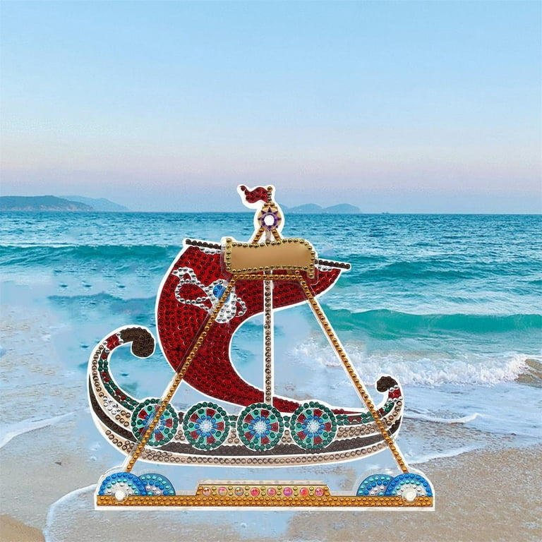 5D Diamond Painting Beached Ship In a Bottle Kit