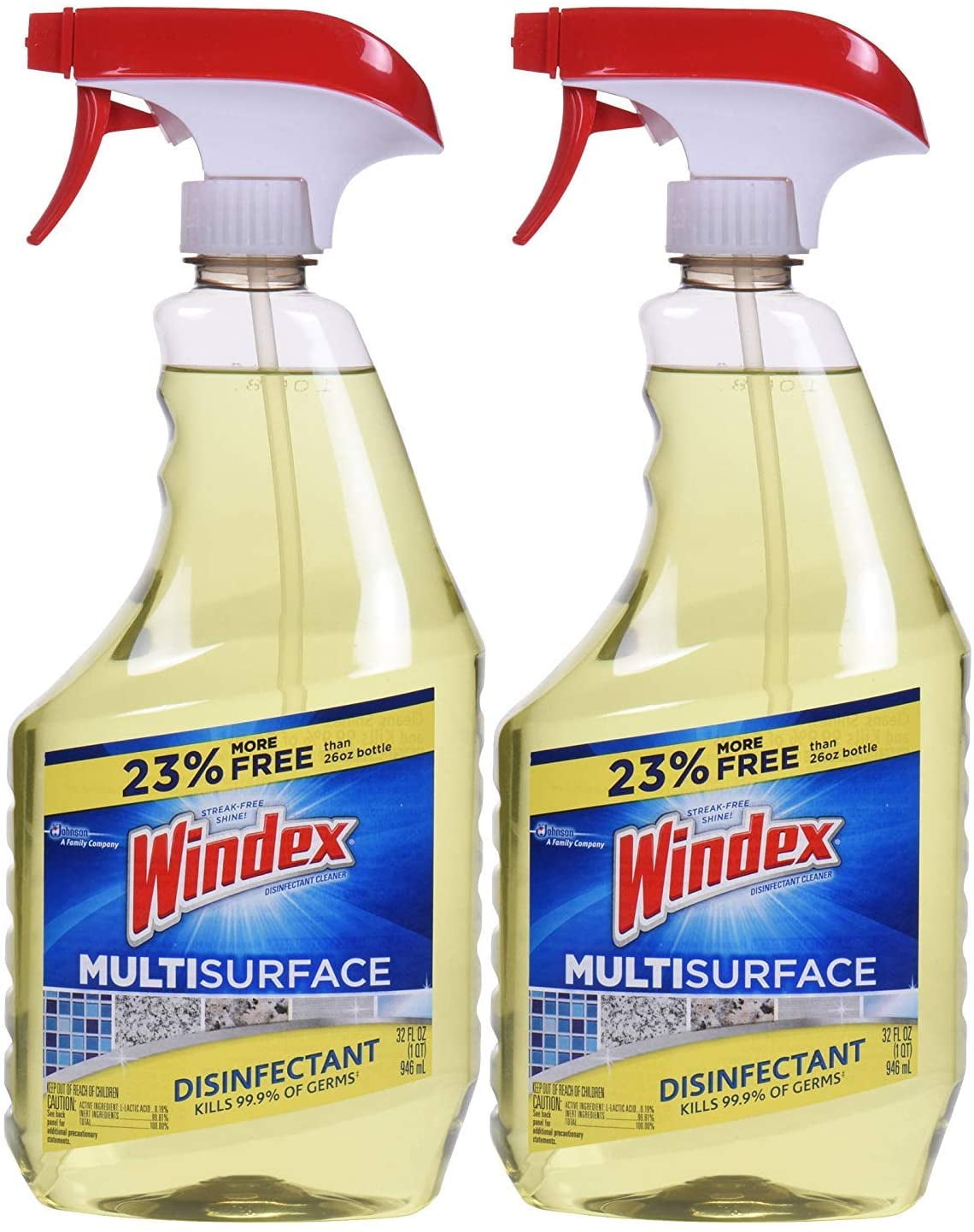 Windex Antibacterial MultiSurface Cleaner, 32 fl oz Spray Bottle, Pack of 2