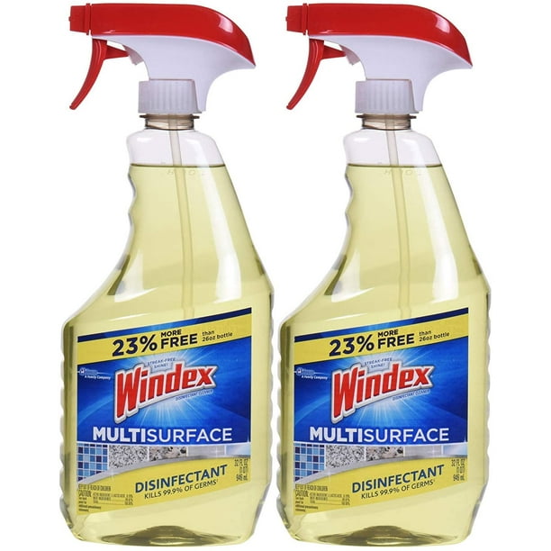 Windex Antibacterial MultiSurface Cleaner, 32 fl oz Spray Bottle, Pack