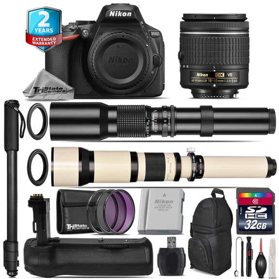 Nikon D5600 DSLR + AF-P 18-55mm VR + Battery Grip + Extra Battery - 32GB Kit (International Version)