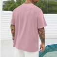 thumbnail image 7 of LMOIPLI T Shirts for Men Cotton Loose Fit Graphic Crewneck Summer Tshirts Big and Tall Oversized Casual Plain Classic Fitted Tees Pink XXXL, 7 of 7