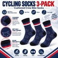 thumbnail image 5 of Cycling Socks 3-Pack, Cushioned Crew Bike Socks, Half Terry Athletic Sports Socks, Star Print, Unisex, Size 10-13, 5 of 6