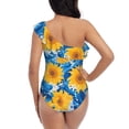 thumbnail image 5 of Rateoe Blue Ocean Wave Sunflower Pattern Women One Piece Swimsuits Tummy Control One Shoulder Bathing Suits Ruffle Swimwear-Medium, 5 of 6