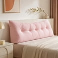 thumbnail image 3 of QISIWOLE Pink Dorm Twin Headboard Wedge Pillow, 31.5x15.7in Handmade Support Backrest Large Bolster Cushion with Two Large Side Pockets and Removable Cover, 3 of 6