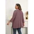 thumbnail image 4 of Daystry Plus Size Cardigan for Women 3/4 Sleeve Casual Open Front Light Cardigan Mauve-4X, 4 of 9