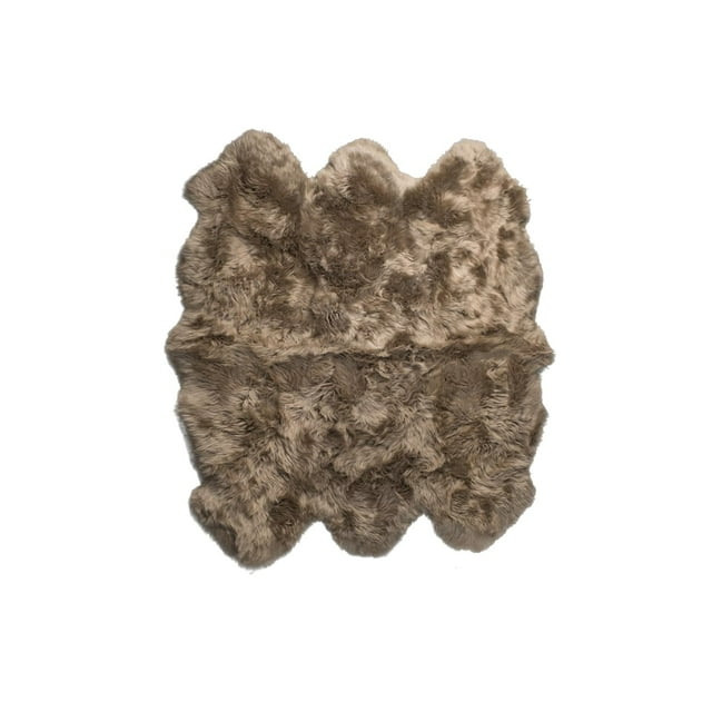 Natural Sheepskin Rug with Thick and Lush 2.5 Inch Pile | Hypoallergenic Sheep Fur Rug with Anti-Skid Back l Sheepskin Wool Area Rugs, Taupe, 5 ft x 6 ft