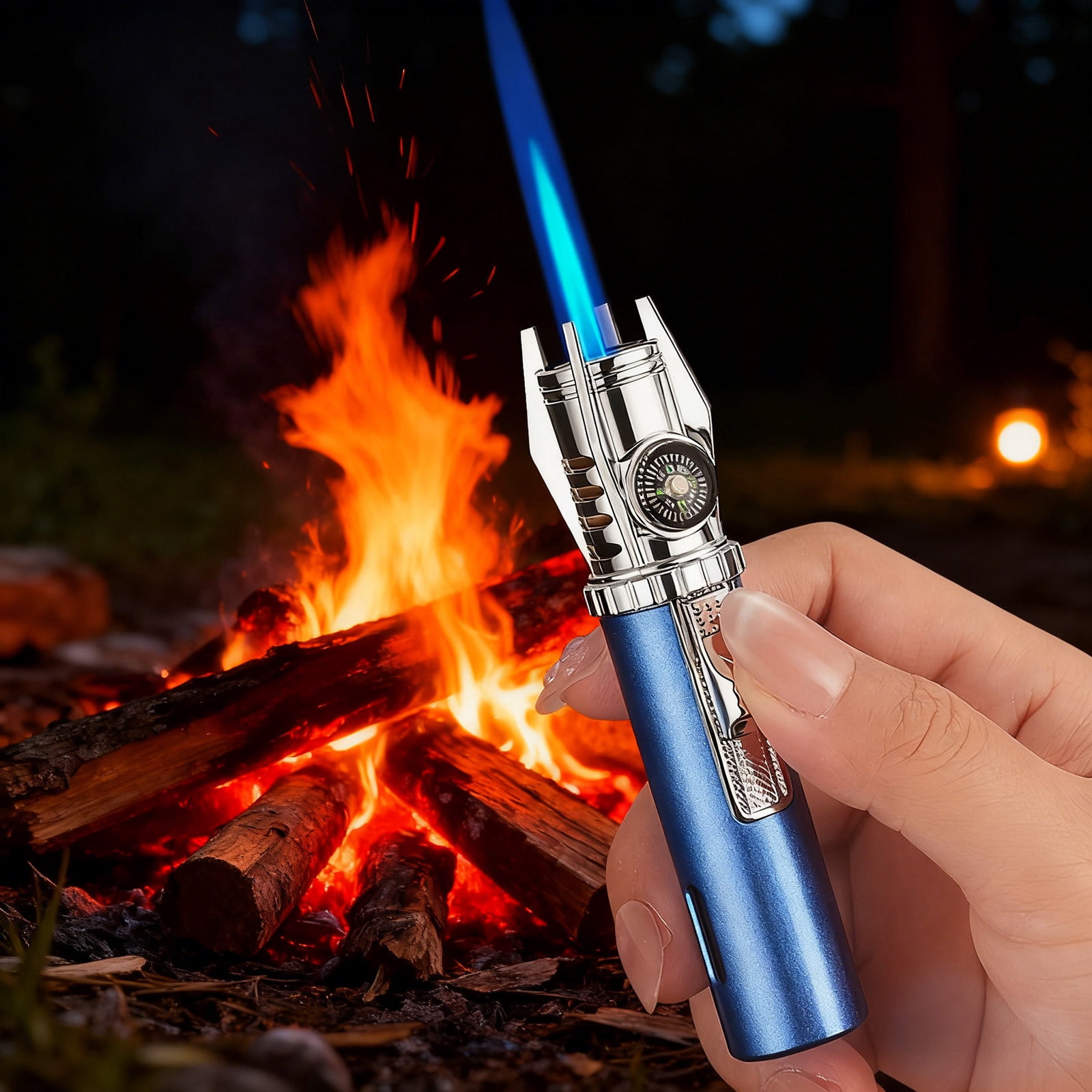 DAMAI Electric Torch Lighters - 2026 New Plasma Lighter with Safety Lock & 360° Inverted Ignition, Outdoor Windproof Straight Flamelighter for Outdoor Campfires Kitchen